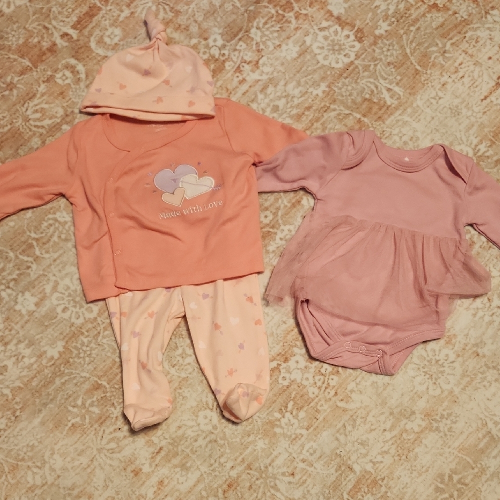 Valentine's Pink and Peach Baby Bundle